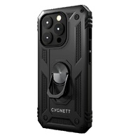 Cygnett Apple iPhone 15 Pro (6.1') Rugged Case - Black (CY4634CPSPC), Integrated kickstand, Secure and magnetic disk mount, 6ft drop protection