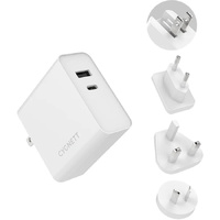 60W DUAL PORT WALL CHARGER WITH TRAVEL ADAPTERS