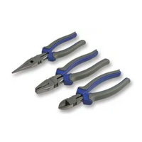 Duratool 3 Piece Bi-Material Cushion Grip Handles & Polished Heads Plier Set