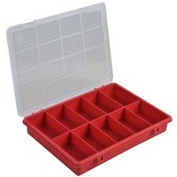 DURATOOL 10-Grid Plastic General Purpose Storage Box with Transparent hinged lid