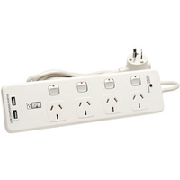 HPM 4 Way Surge Powerboard Dual USB Switched 14W17