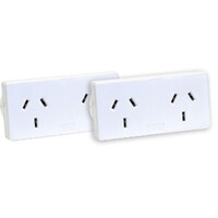 HPM 2 Pack Double Power Adaptor Side by Side Right and Left white