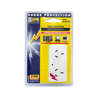 HPM 240V 10A 2way Surge Protector Double Power Adaptor for Computer TV White
