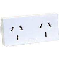 HPM 10A Mains Power Slimline Double Adaptor Right Turn Side By Side White