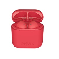 Defunc TRUE GO Red Wireless Earbuds with Charging Case Slim Multitip Design
