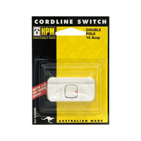 HPM D5MWE 10Amp Cord Line Switch suit 3Core or Figure 8 Cable White