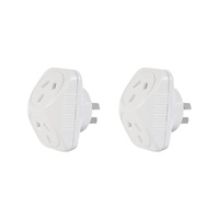 Arlec DA182PK-P Triangular Double Adaptor Polycarbonate Plastic Twin Pack-White