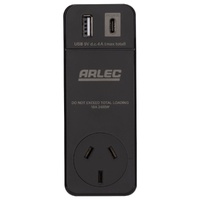 Arlec DA36PD20 Power Adaptor with PD20W USB and 180 Degree Rotating Socket Black