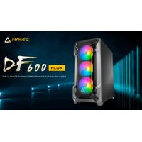 Antec DF600 FLUX ATX,  5 x120mm Fans Included, 3x ARGB & 2x PWM + Fan Controller, Tempered Glass Side, 2x USB 3.0 High Airflow Thermal Gaming Case (LS