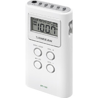 Sangean White FM AM Radio Pocket Size with Earphones Pll Synthesized