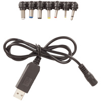 Ecotech Universal USB 12V Step-Up Power Cable Supplied with 7 Standard DC Tips