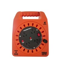 Powertech 15m Extension Lead on a Reel 4-Way Heavy Duty Case Powerboard Hub