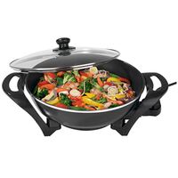 Lenoxx EFP120 Electric Wok With Glass Lid Large 4.5L Fryer NonStick Cooking Pan 