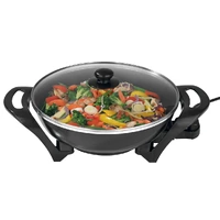 Lenoxx EFP120 Electric Wok With Glass Lid Large 4.5L Fryer NonStick Cooking Pan 
