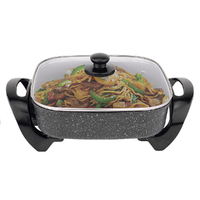 Lenoxx Electric Fry Pan Heavy Duty Non Stick Stone Finish Coating 1500W Black 