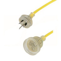 CABAC Heavy Duty Extension Lead 10A 240V Clear Plug Socket Yellow Power Cable 25m ELH25