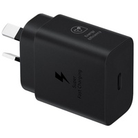 Samsung 25W GaN USB-C Fast Wall Charger - Black(EP-T2510NBEGAU), 1x USB-C, Supports up to 25W, Compact & Travel-Ready, 1 Year Warranty