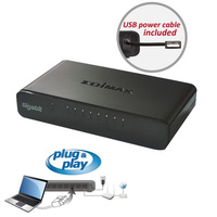 Edimax 8 Port Gigabit Desktop Switch  Size 136x76x26mm USB power