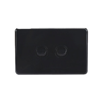 AVOL Power Point 2 Gang Single Pole | 250VAC 10A | Black | Horizontal