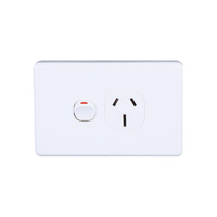 AVOL Power Point 1 Gang Double Pole | 250VAC 15A | White | Horizontal