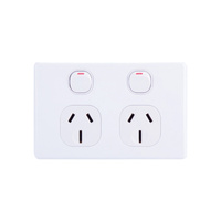 AVOL Power Point 2 Gang Double Pole | 250VAC 10A | White | Horizontal