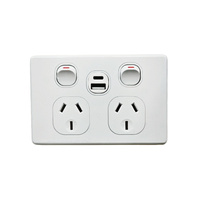 AVOL Power Point 2 Gang Double Pole | 250VAC 10A | White | Horizontal | USB Type