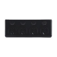 AVOL Power Point 4 Gang Double Pole | 250VAC 10A | Black | Horizontal