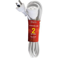 DOSS 2m Power Extension Lead White 230 or 240 Volt AC 10 Amps 2400 Watt Max