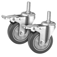 SOGA 2X 4" Heavy Duty Polyurethane Swivel Castor Brake Wheels