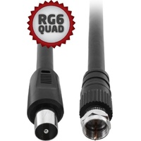 Pro.2 RG6QUAD Pal Plug to F Type Plug TV Fly Lead 3m Black