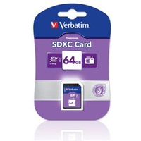 Verbatim SDXC 64GB Class 10 Memory Card Up to 45MB Per Second  300X read speed