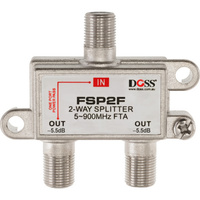 DOSS 2 Way 'F' Splitter Free To Air 1X DC Power Pass 900Mhz