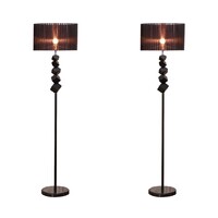 SOGA 2x Floor Lamp Metal Base Standing Light with Dark Shade Tall Lamp