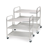 SOGA 2X 3 Tier 86x54x94cm Stainless Steel Kitchen Dinning Food Cart Trolley Utility Round Large