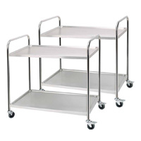 SOGA 2X 2 Tier 86x54x94cm Stainless Steel Kitchen Dinning Food Cart Trolley Utility Round Large