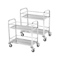 SOGA 2X 2 Tier 75x40x84cm Stainless Steel Drink Wine Food Utility Cart Small