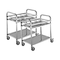 SOGA 2X 2 Tier Stainless Steel 8 Compartment Kitchen Seasoning Car Service Trolley Condiment Holder Cart Spice Bowl