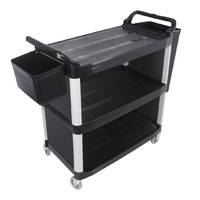 SOGA 3 Tier Covered Food Trolley Food Waste Cart Storage Mechanic Kitchen with Bins