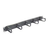Cable Management Panel 19in 1RU 5 Hook Rack Mount Hardware