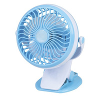 Completely portableMini Rechargeable Fan with Clamp Mount runs on a Li-ion 18650 battery