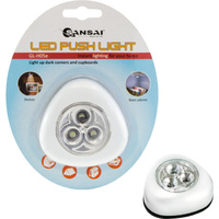 Sansai 3 White LED Push Light Long Life Lightup Dark Corners and Cupboards