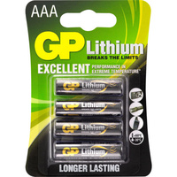 GP Lithium FRO6 1.5V AAA Size Batteries 4Pk