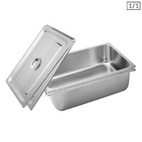 SOGA 2X Gastronorm GN Pan Full Size 1/1 GN Pan 20cm Deep Stainless Steel Tray With Lid