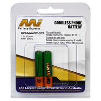 MI GP60AAAHC-BP2 AAA 1.2V 600mAh NiMH Cordless Telephone Battery Telstra Uniden