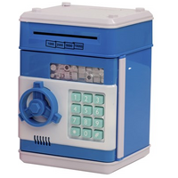 Kids Mini Electronic Safe for Storing Notes and Coins Password Protection Blue