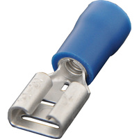 Blue 6.3mm Female Half Insulated Spade Crimp Connectors Pack 1000