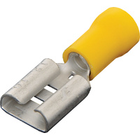 Yellow 9.2mm Female Half Insulated Spade Crimp Connectors Pack 10