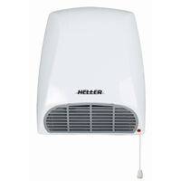 Heller IP22 2000W Wall-Mounted Bathroom Fan Heater with Safety Thermal Cut-Out