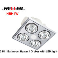 Heller 3 in1 Bathroom Heater Ensuite Ceiling Exhaust 4 Globes LED Light White