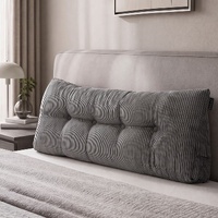 Giselle Headboard Pillow for Sitting in Bed, Upgraded Shredded Foam Reading Wedge Cushion for Lumbar Support, 320g Corduroy Backrest with Side Pockets